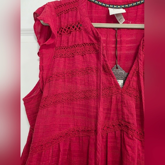 Knox Rose Red Tiered Tassel V-Neck Women's Mini Dress BNWT Size XXL - Picture 6 of 7